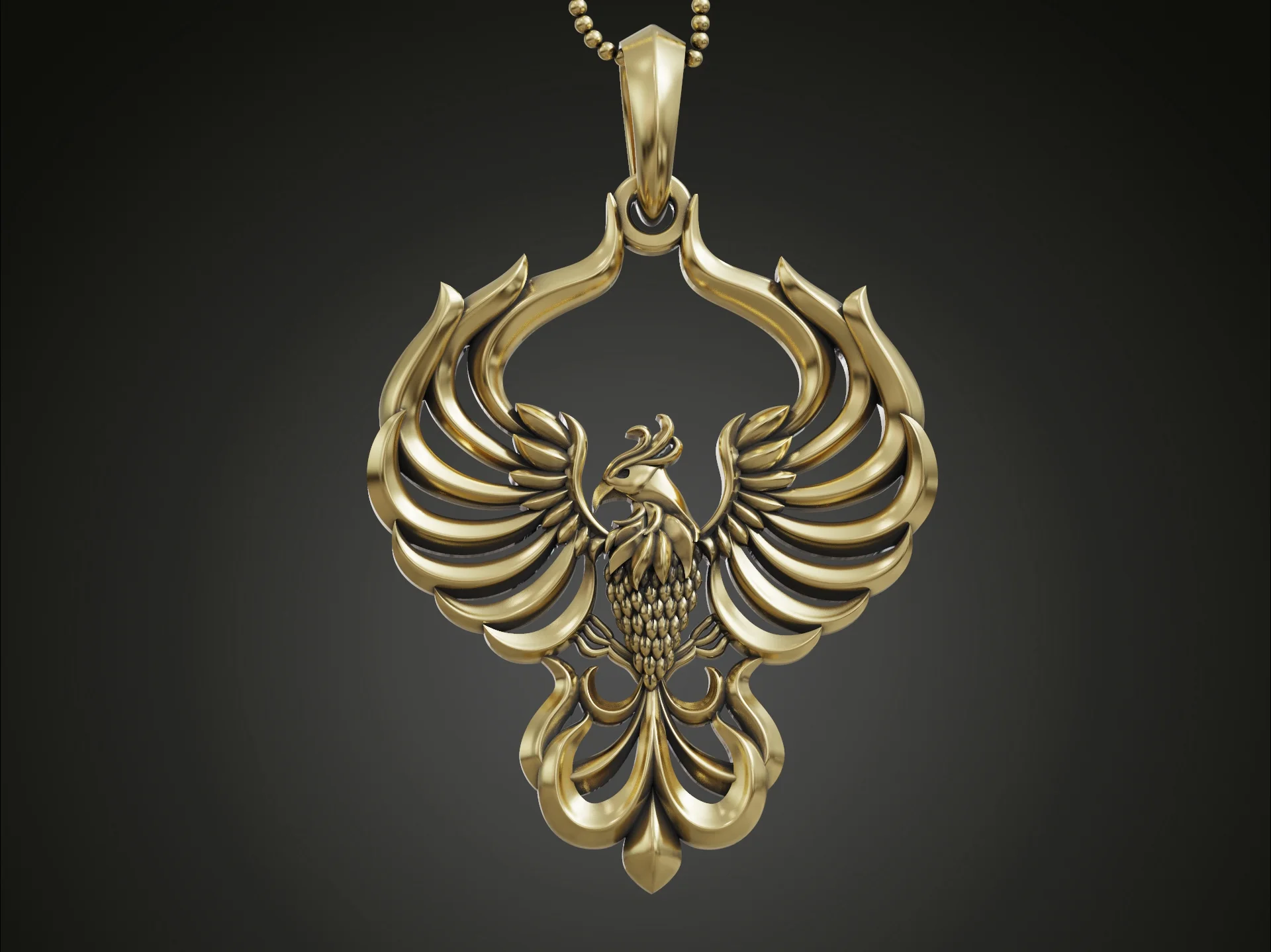 Mythical Fenix Bird Pendant with Spread Wings — view 8