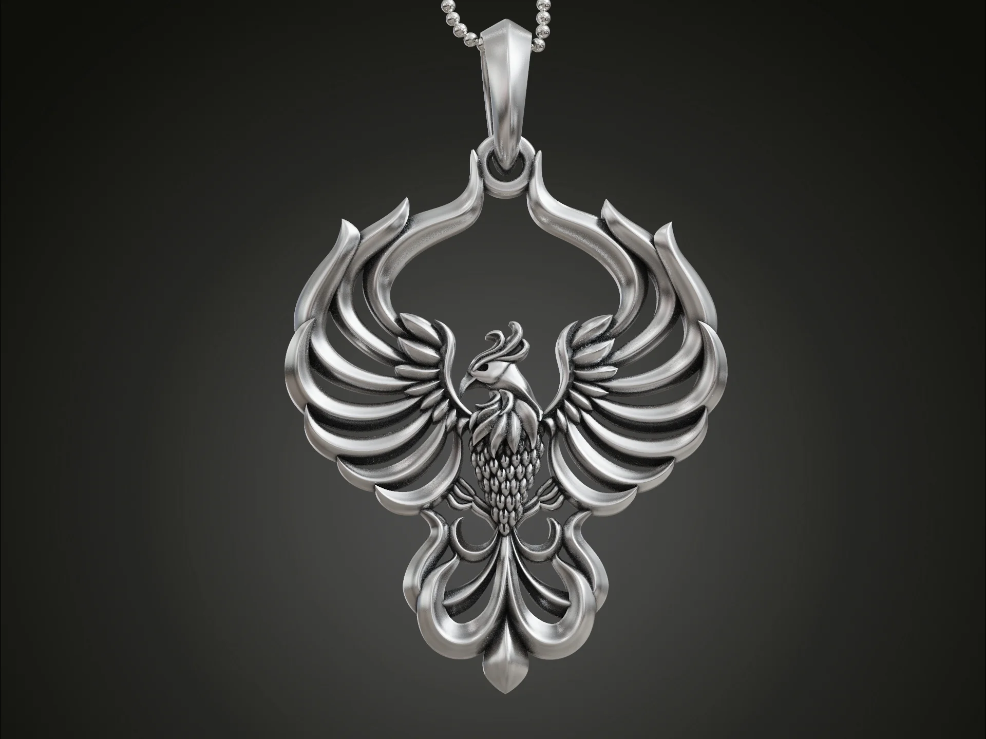 Mythical Fenix Bird Pendant with Spread Wings — view 7