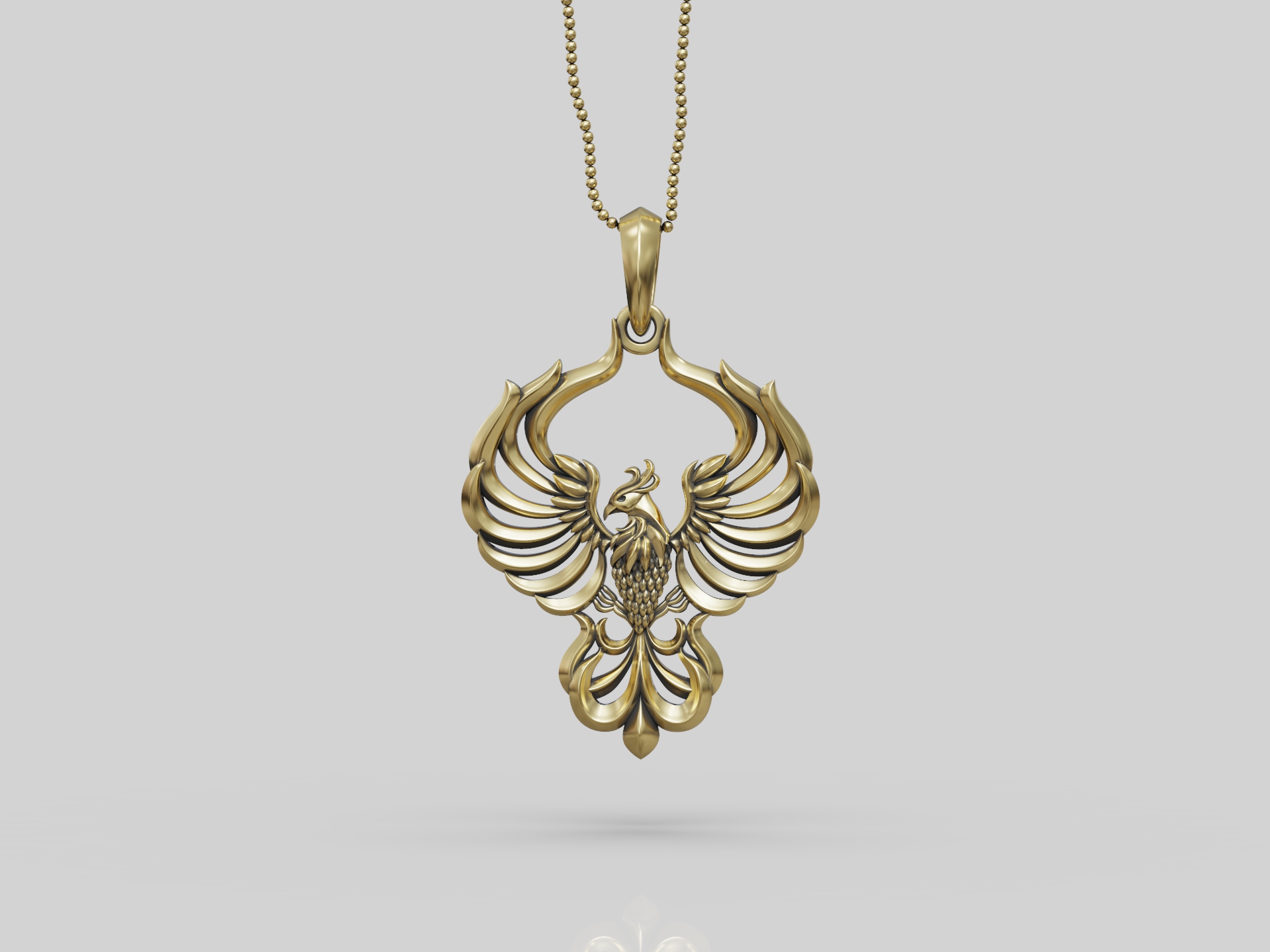 Mythical Fenix Bird Pendant with Spread Wings — view 2
