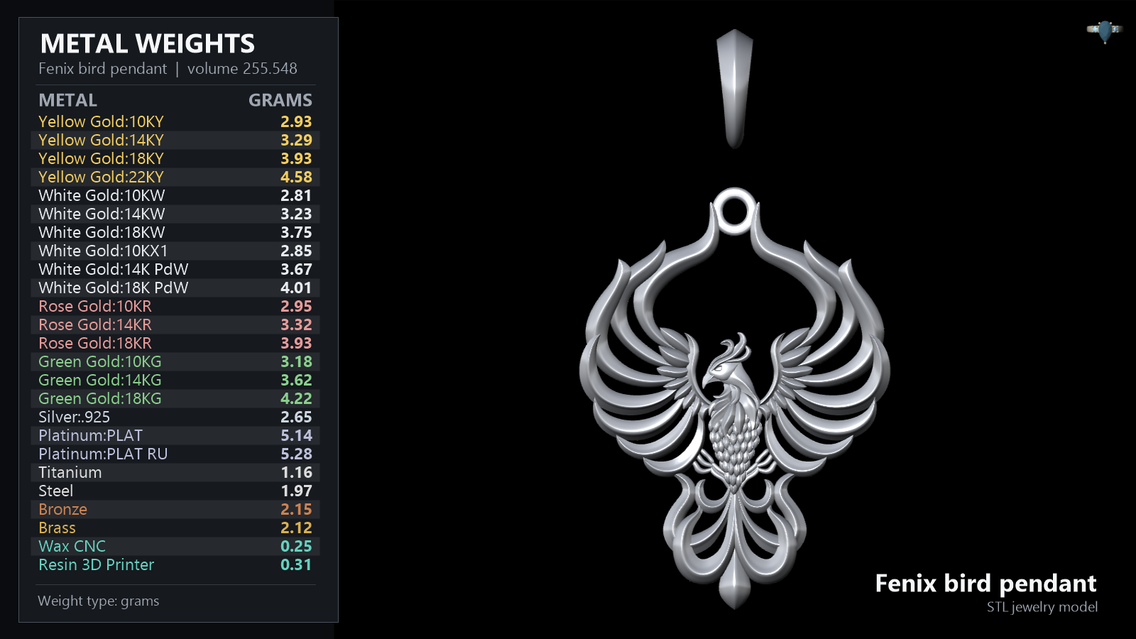 Mythical Fenix Bird Pendant with Spread Wings — view 5