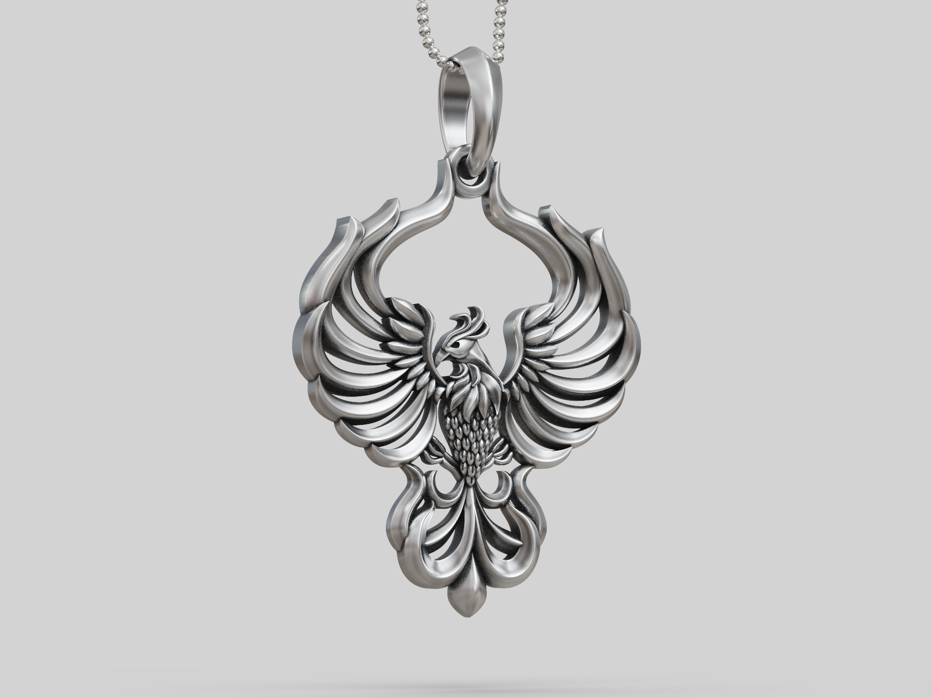 Mythical Fenix Bird Pendant with Spread Wings — view 4