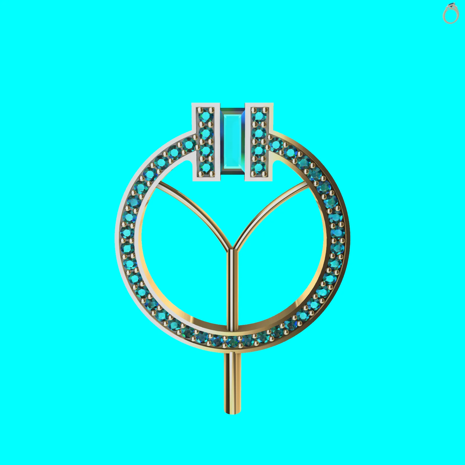 tiffany Abstract Circular Pendant with Diamond Baguettes