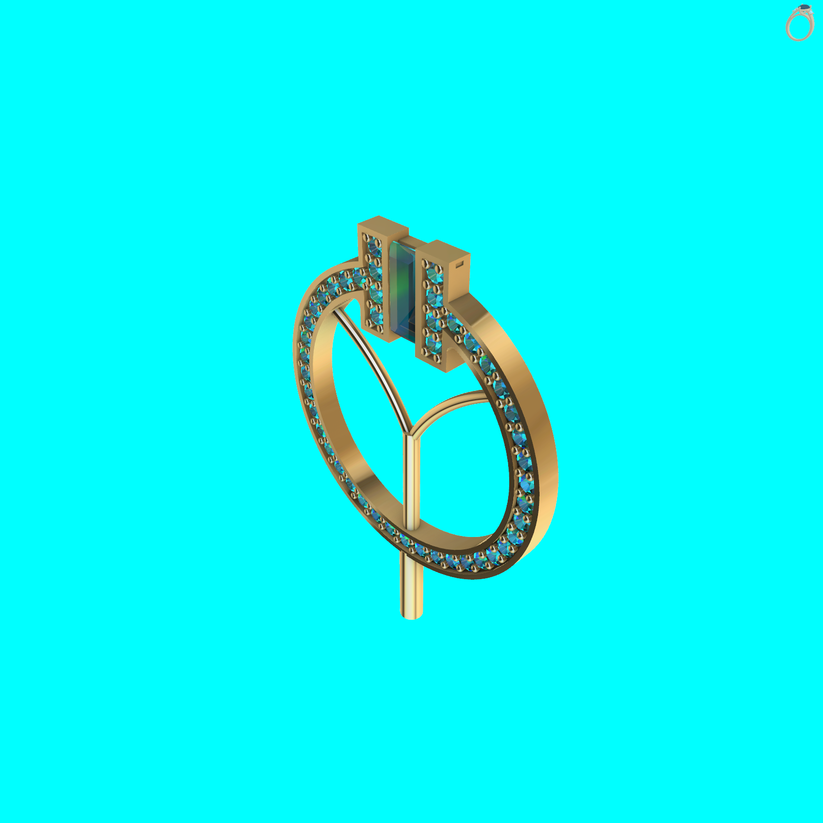 tiffany Abstract Circular Pendant with Diamond Baguettes — view 8