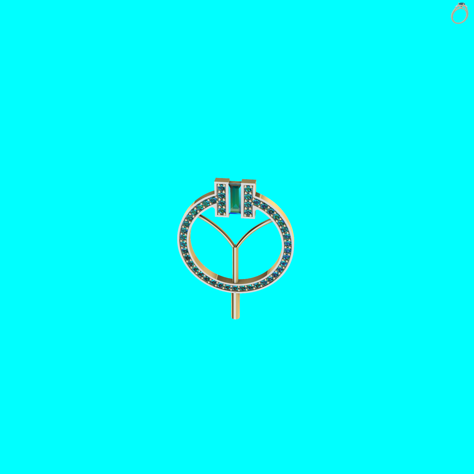 tiffany Abstract Circular Pendant with Diamond Baguettes — view 7