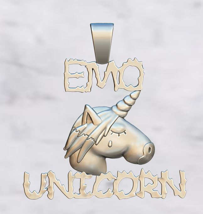 Emo Unicorn Fantasy Jewelry Pendant — view 4