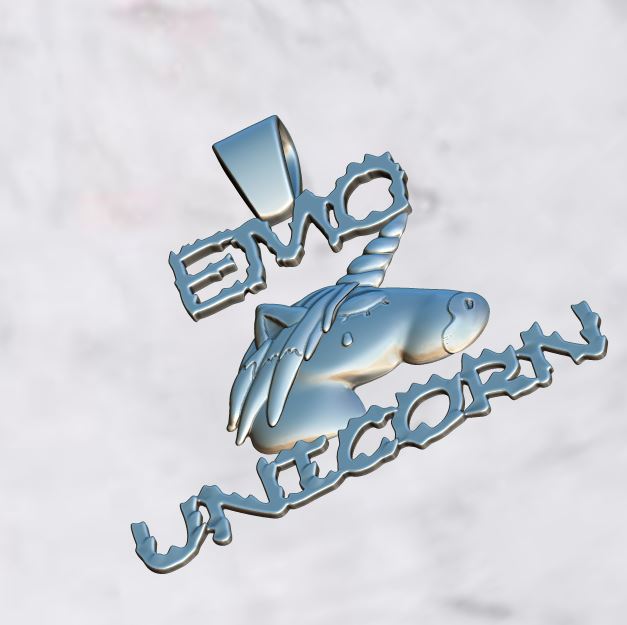 Emo Unicorn Fantasy Jewelry Pendant — view 7