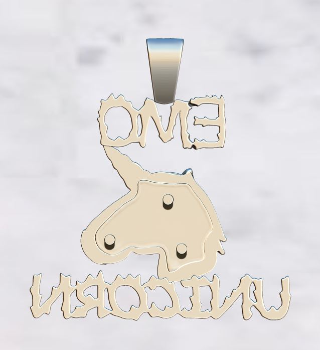 Emo Unicorn Fantasy Jewelry Pendant — view 6