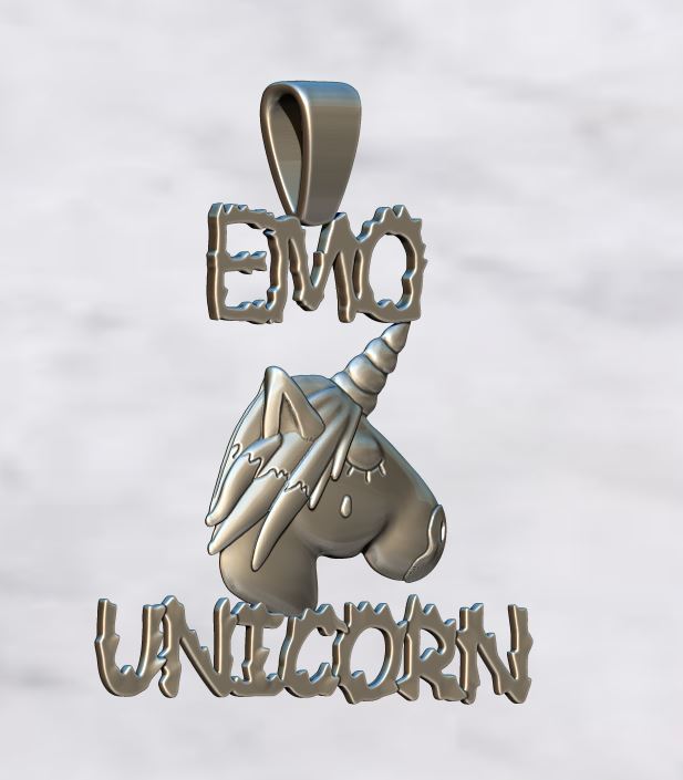 Emo Unicorn Fantasy Jewelry Pendant — view 8