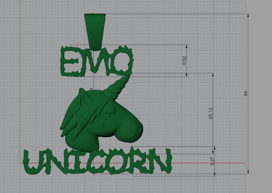 Emo Unicorn Fantasy Jewelry Pendant — view 3
