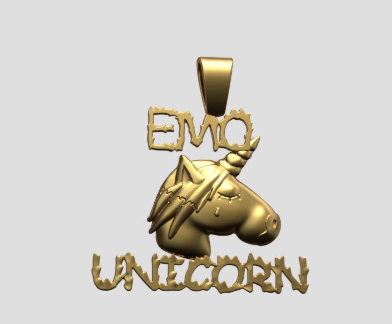 Emo Unicorn Fantasy Jewelry Pendant