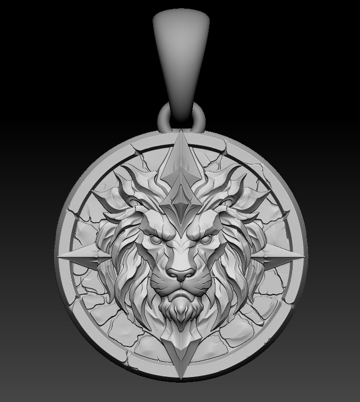 Royal Lion Medallion Pendant STL — view 5