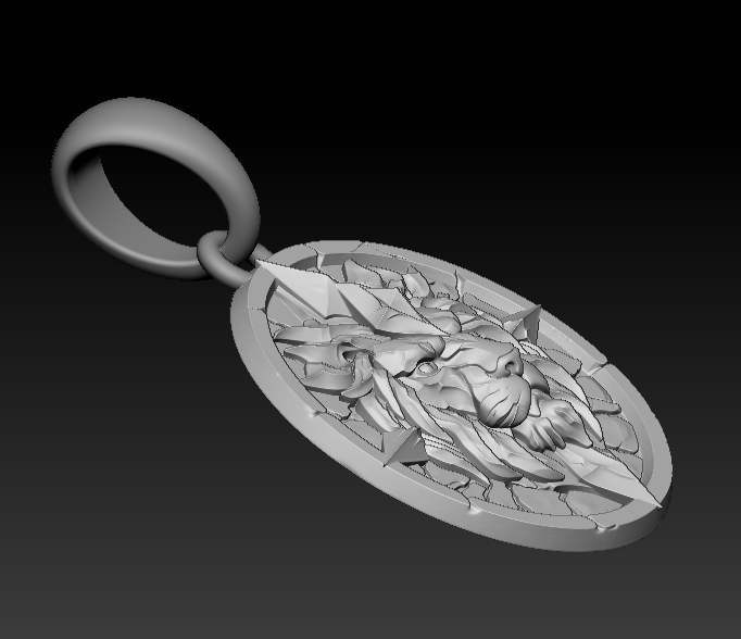 Royal Lion Medallion Pendant STL — view 4
