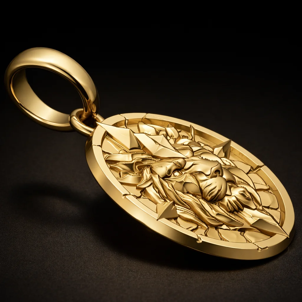 Royal Lion Medallion Pendant STL — view 3