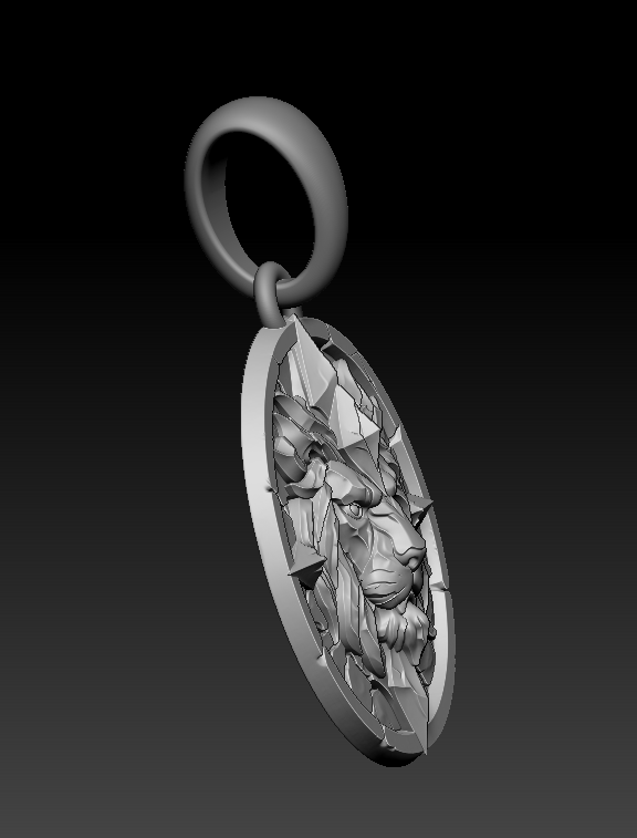 Royal Lion Medallion Pendant STL — view 7