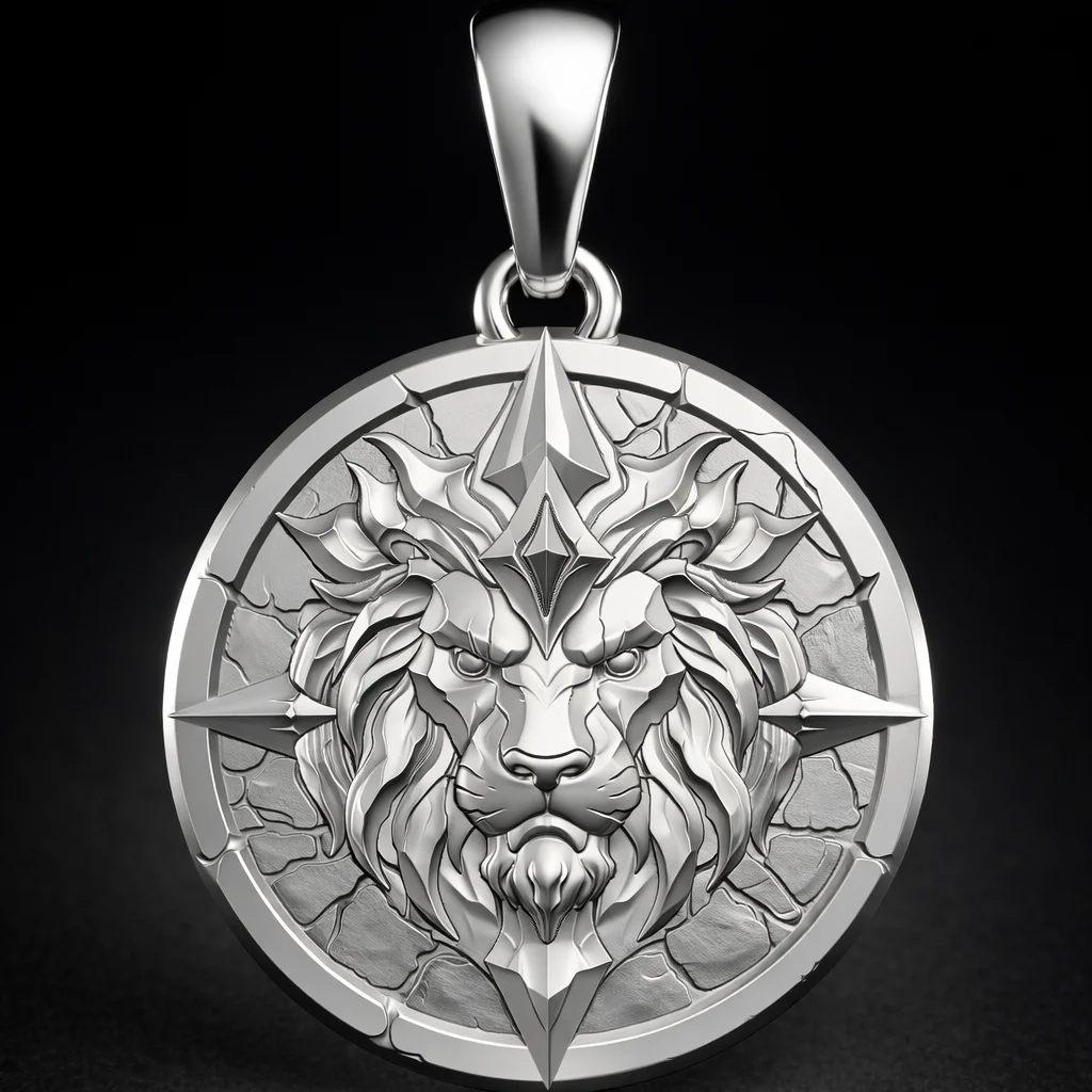 Royal Lion Medallion Pendant STL — view 8