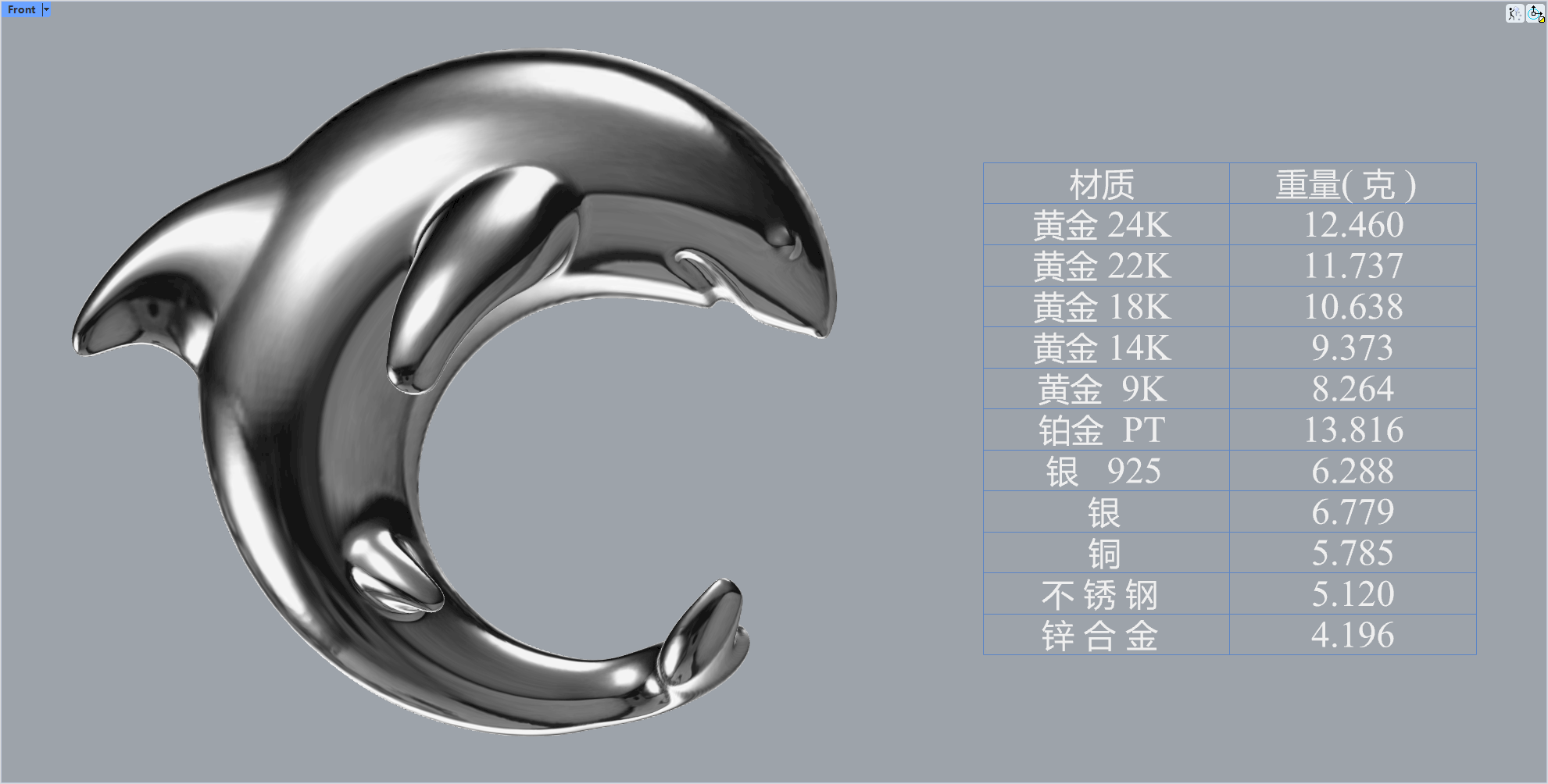 Shark Ear Stud 3D Model for Jewelry Casting — view 2