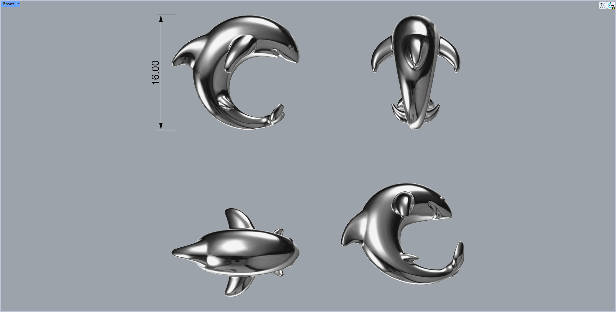 Shark Ear Stud 3D Model for Jewelry Casting — view 3