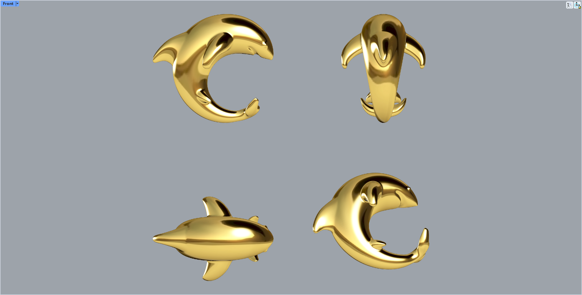 Shark Ear Stud 3D Model for Jewelry Casting — view 4