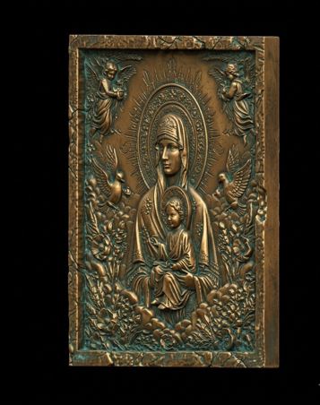 Ornate Madonna Child Religious Icon Panel — view 3