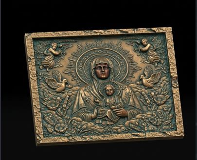 Ornate Madonna Child Religious Icon Panel — view 2