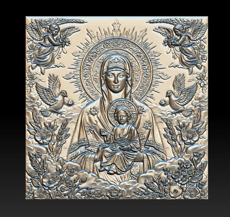 Ornate Madonna Child Religious Icon Panel — view 5