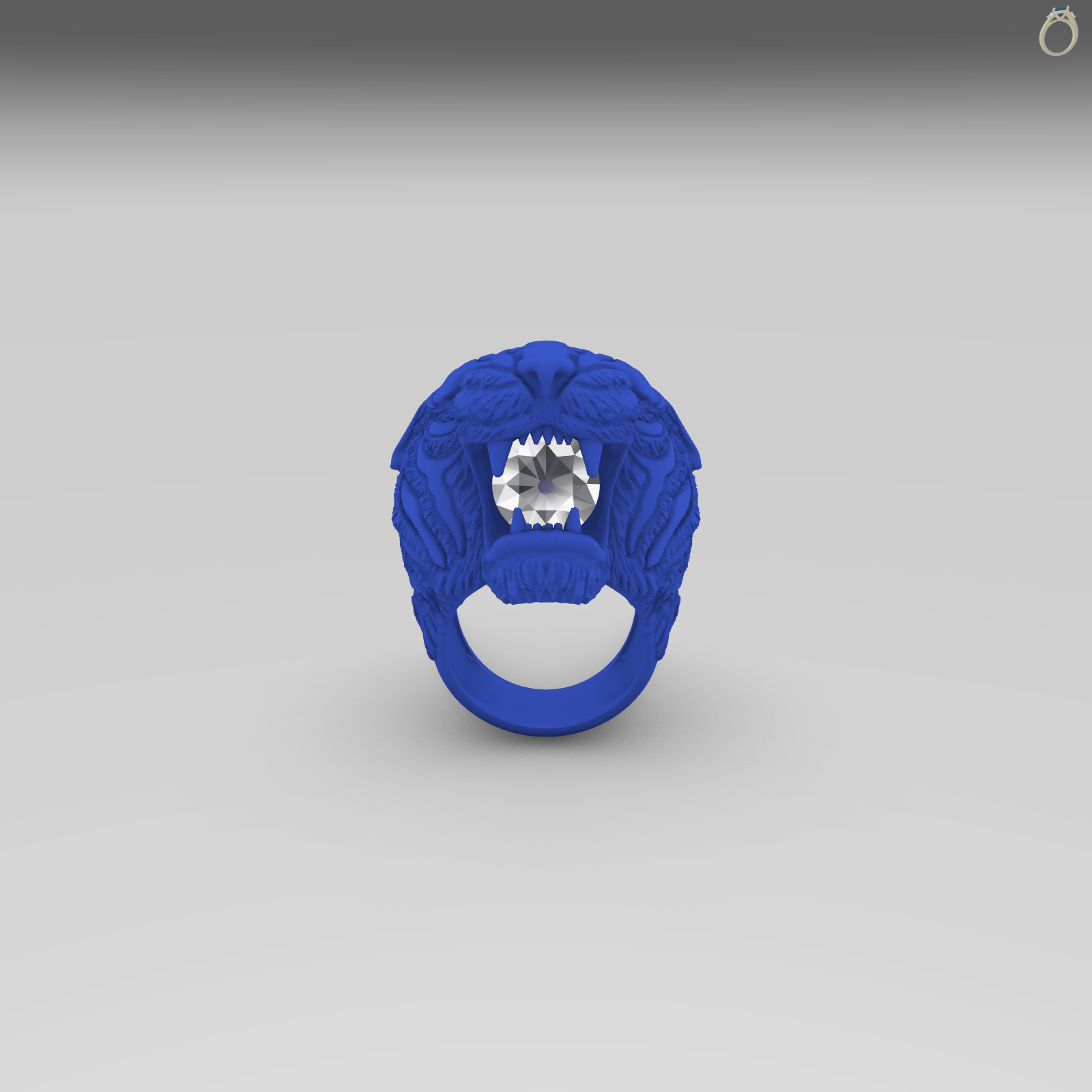Tiger Head Ring with Round Gem — view 5