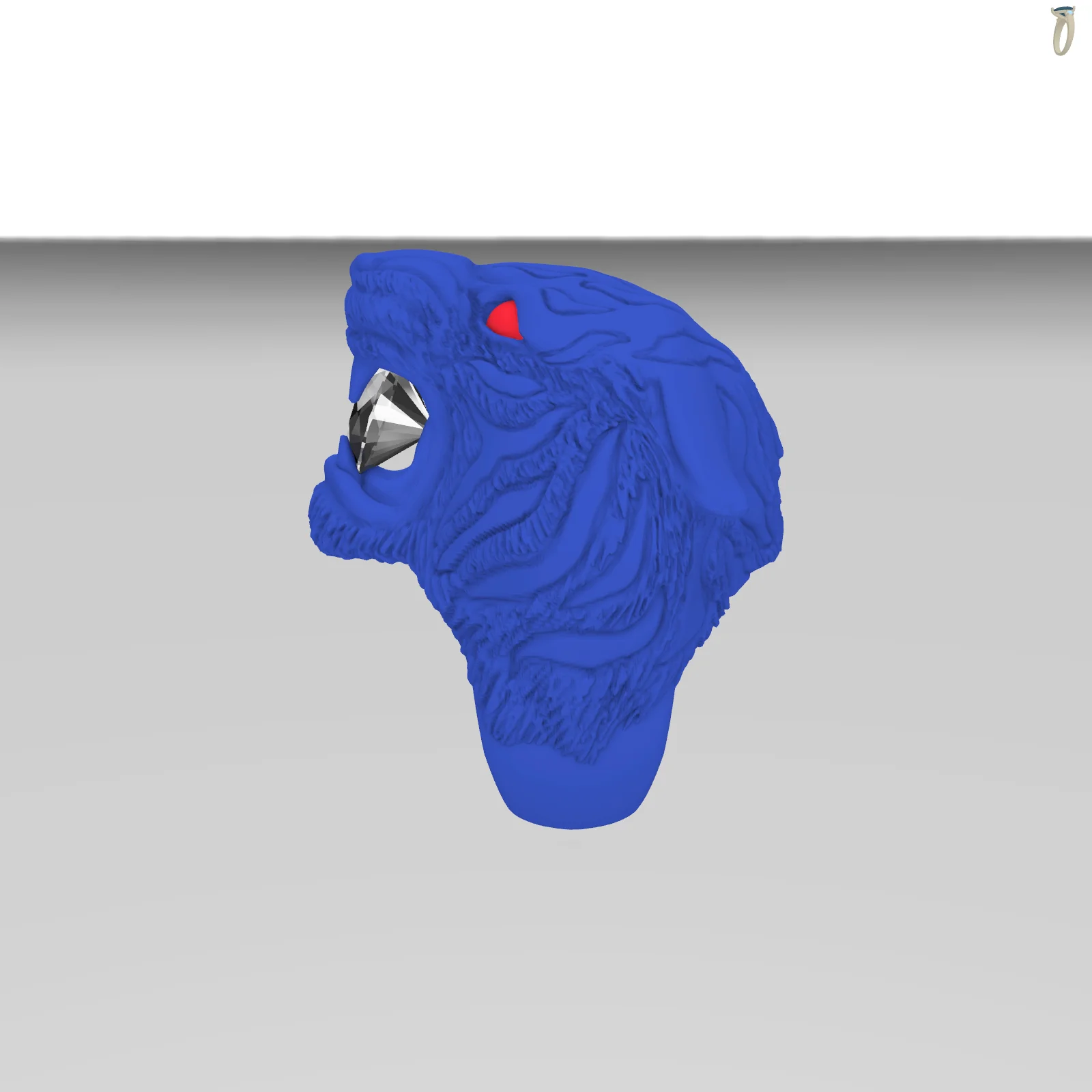 Tiger Head Ring with Round Gem — view 6