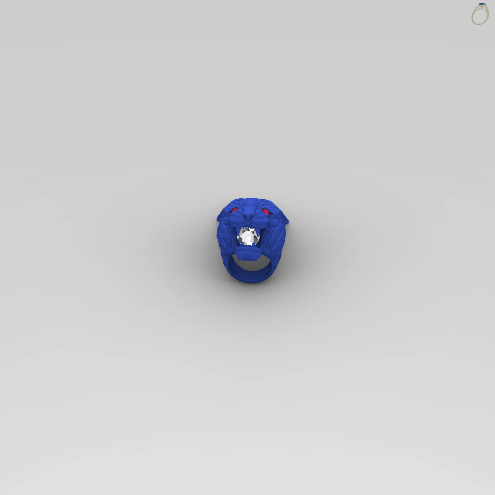 Tiger Head Ring with Round Gem — view 7