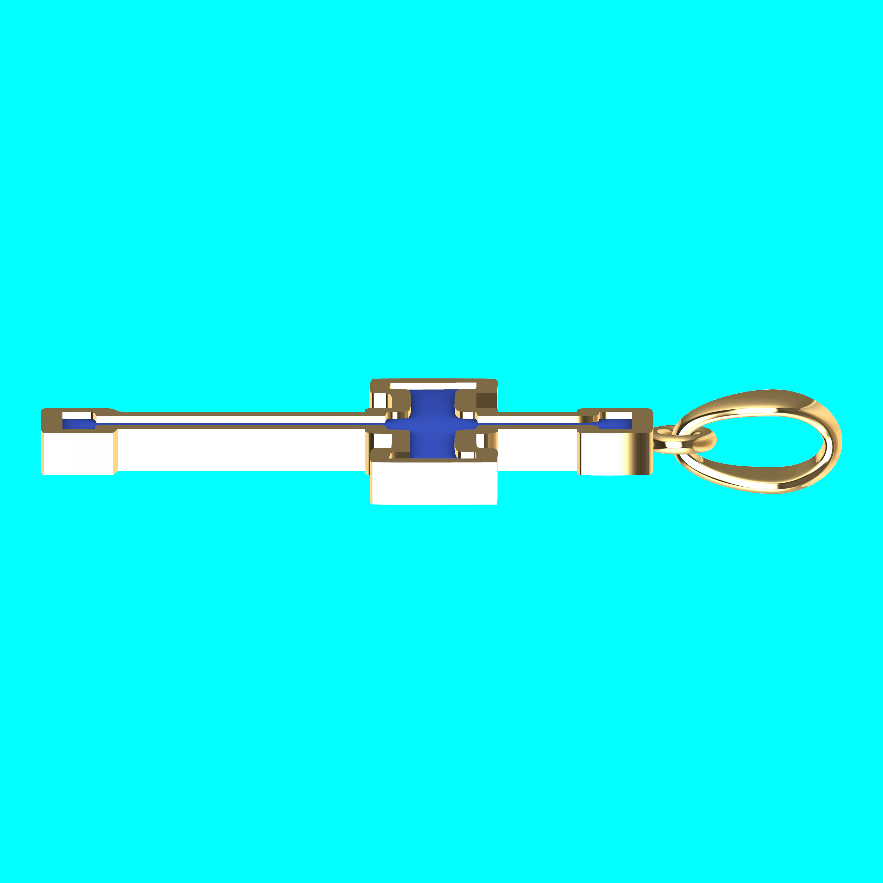 Framed Cross Pendant with Bar Ends and Stepped Center — view 4