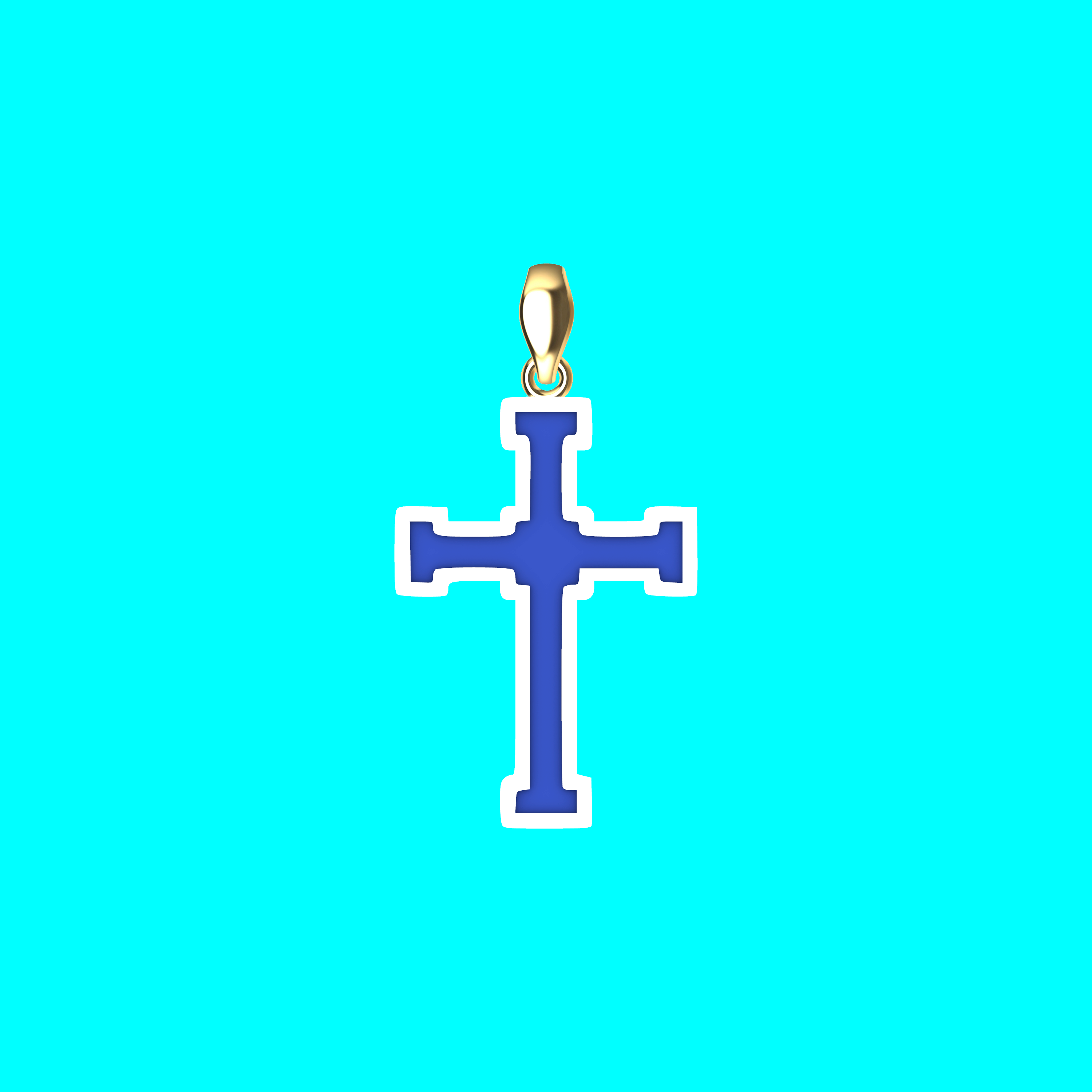 Framed Cross Pendant with Bar Ends and Stepped Center — view 5