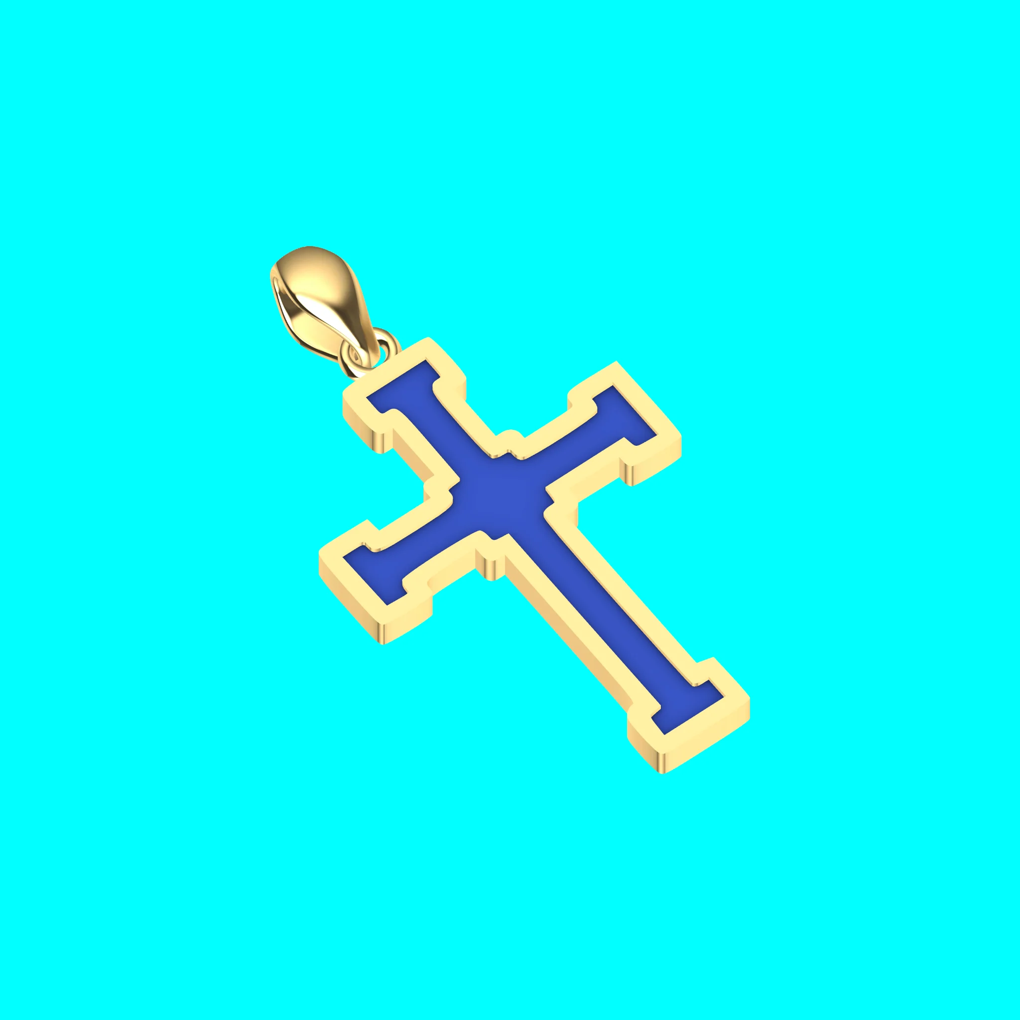 Framed Cross Pendant with Bar Ends and Stepped Center — view 2