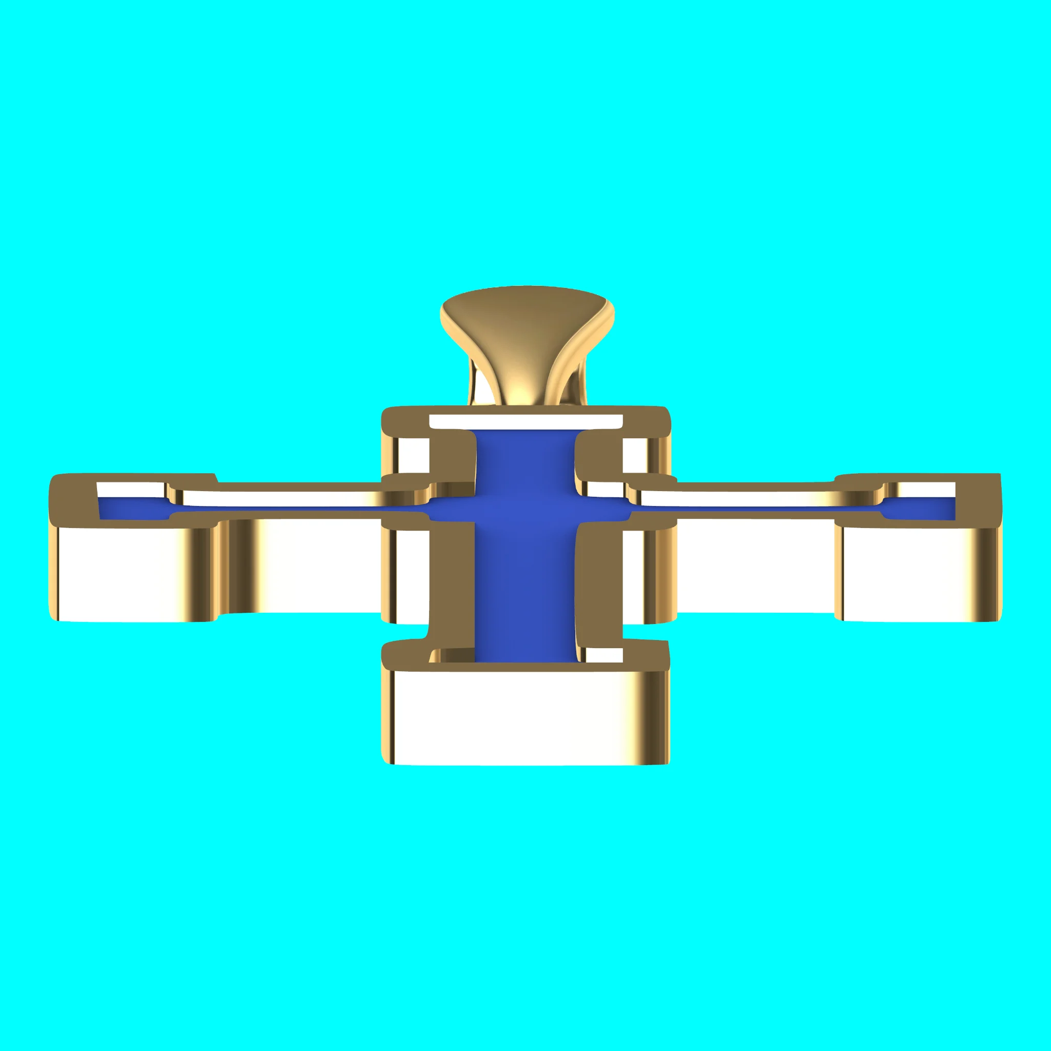 Framed Cross Pendant with Bar Ends and Stepped Center — view 3