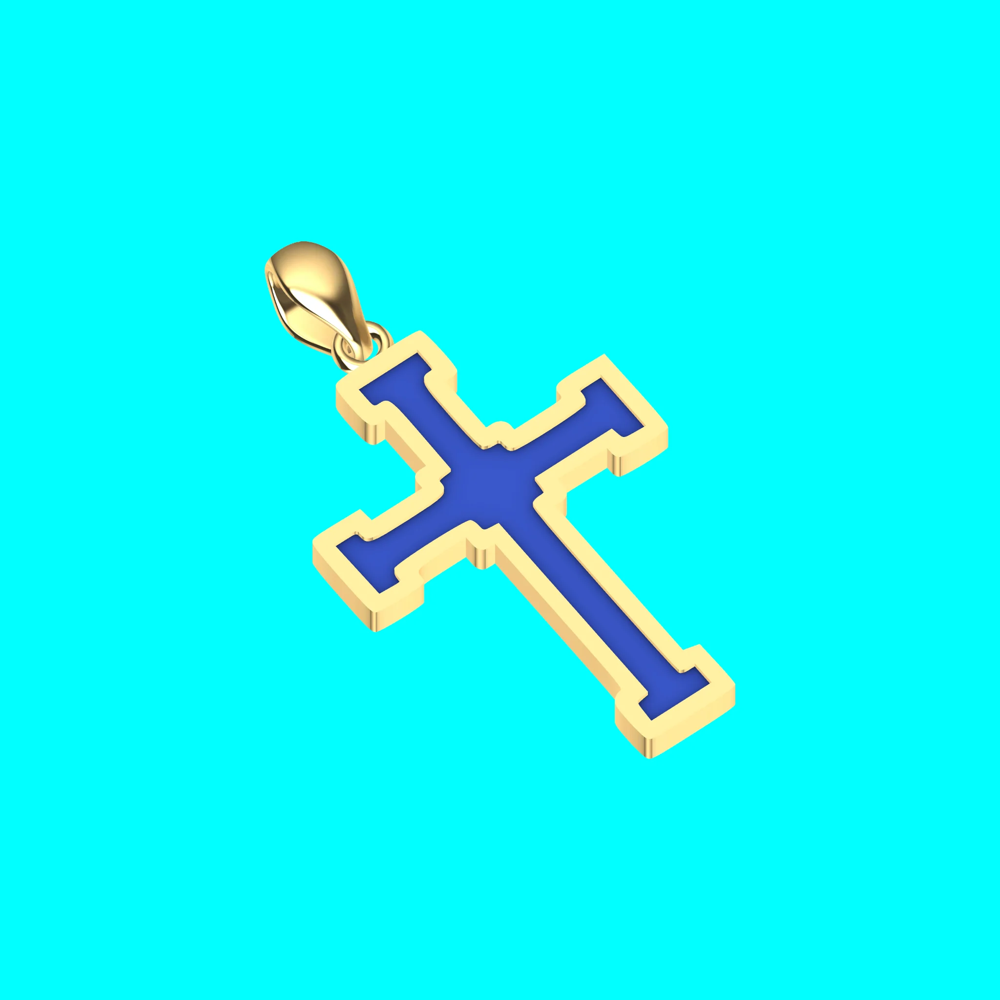 Framed Cross Pendant with Bar Ends and Stepped Center — view 1