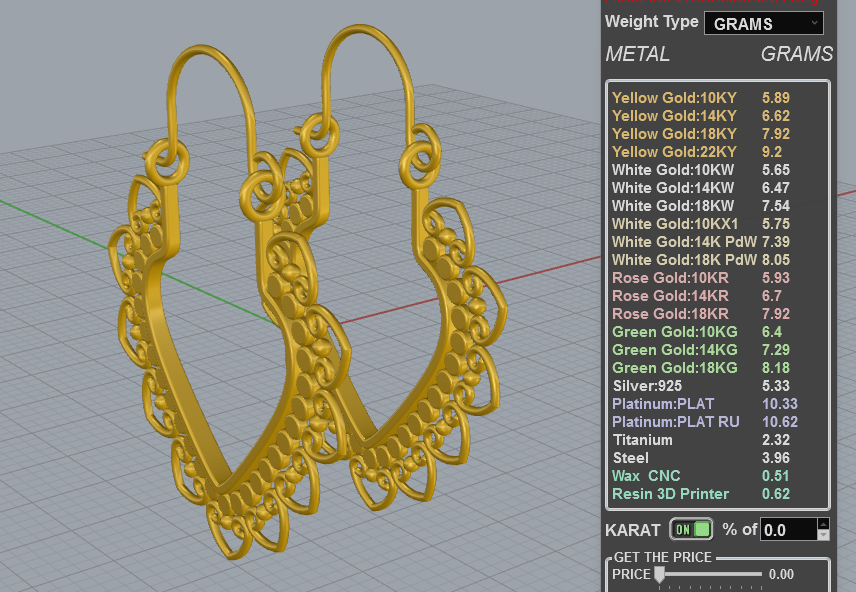 Ornamental Heart Filigree Hoop Earrings 3D Model — view 8