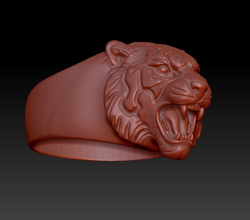 Striking Tiger Head Ring — view 6