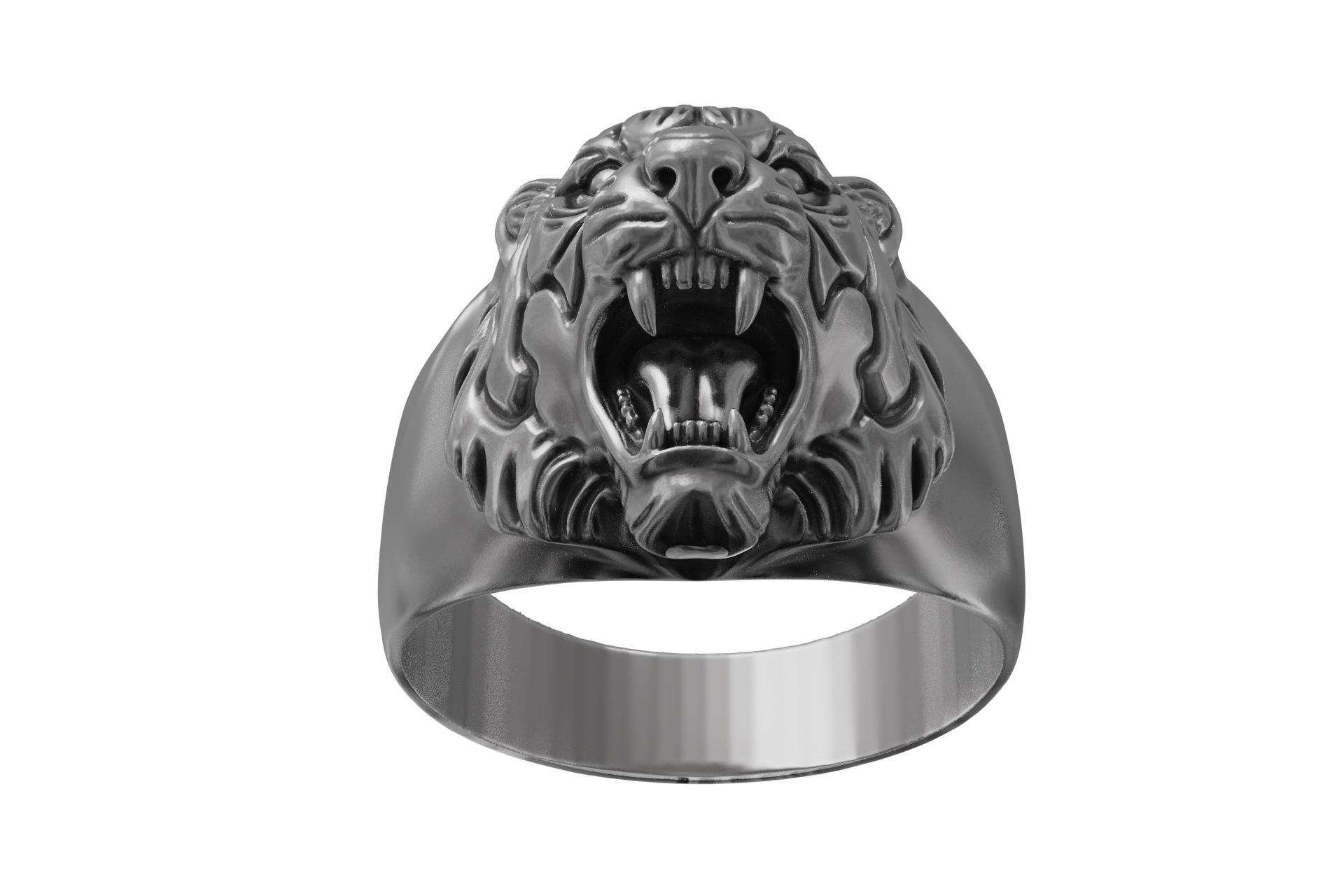Striking Tiger Head Ring — view 3