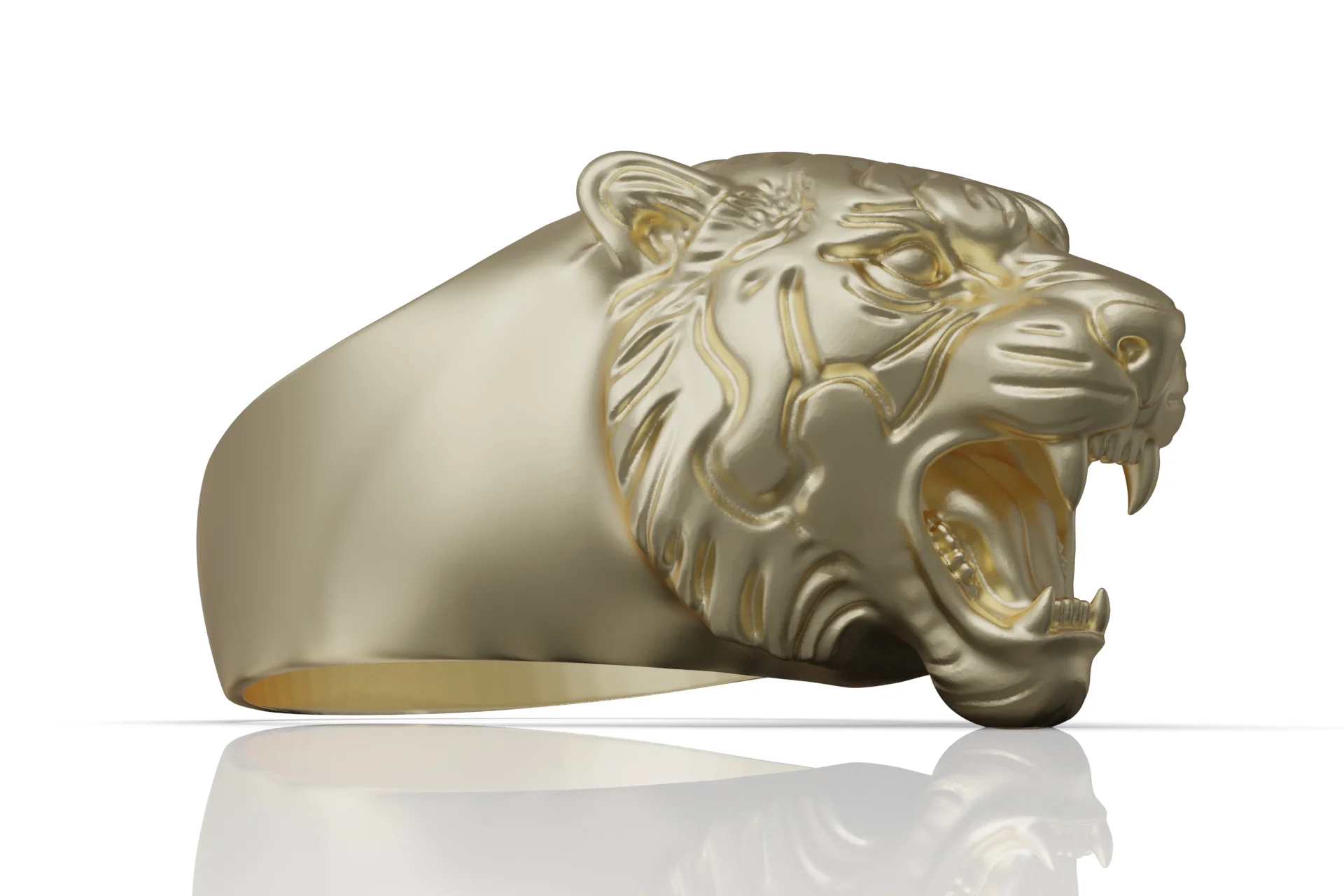 Striking Tiger Head Ring — view 5