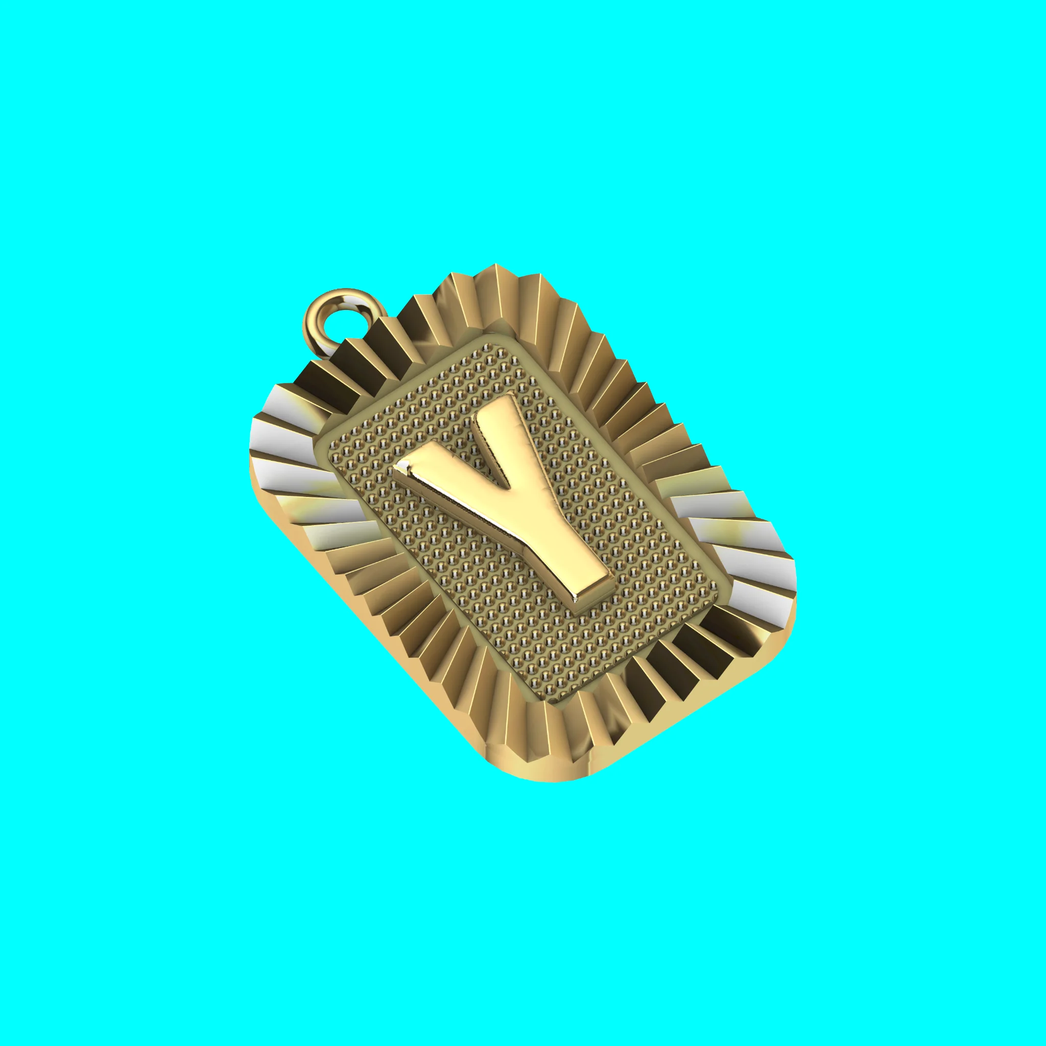 Buy Y Letter Pendant CAD Model Gold Initial Necklace Jewelry — view 5