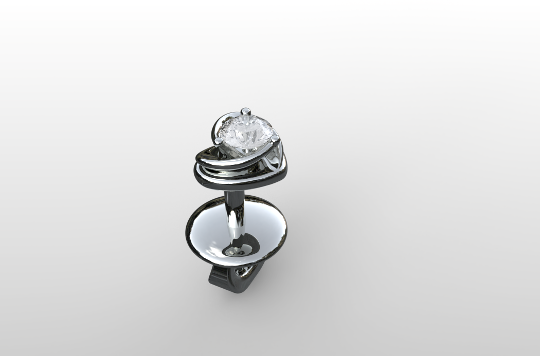 Flowing Heart Solitaire Diamond Stud Earrings — view 4