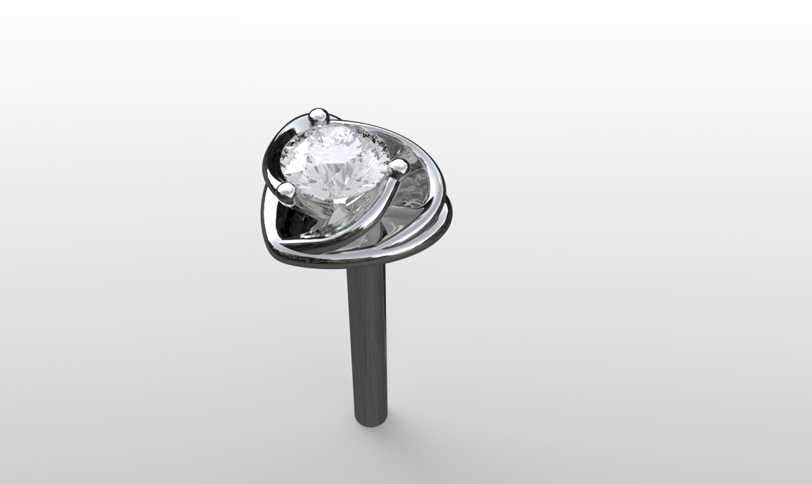 Flowing Heart Solitaire Diamond Stud Earrings — view 2