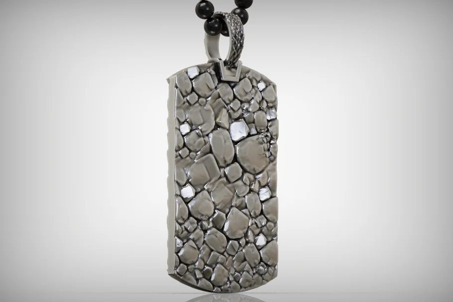 Santa Muerte Skull Relief Dog Tag Pendant — view 3