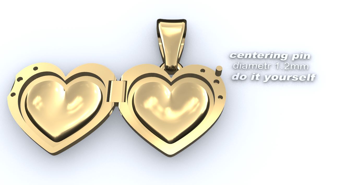 Gold Heart Pendant 3D Model for Jewelry Printing — view 6