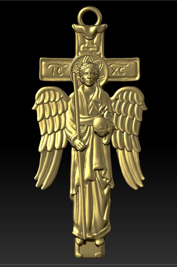 Orthodox Archangel Michael Cross Pendant High Relief — view 7