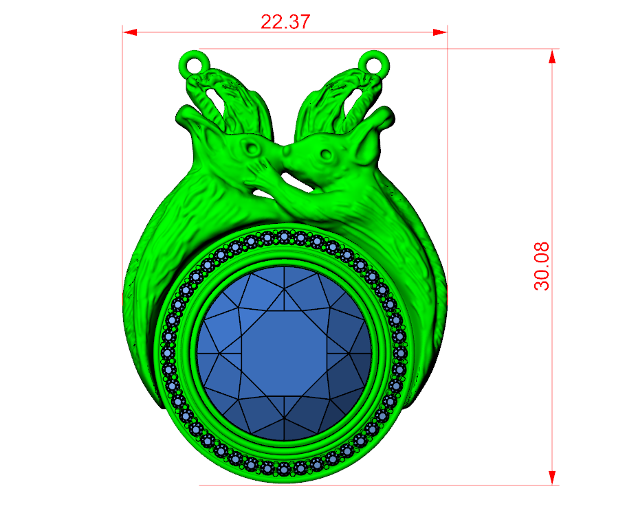 Two-Squirrels Halo Gemstone Pendant — view 5