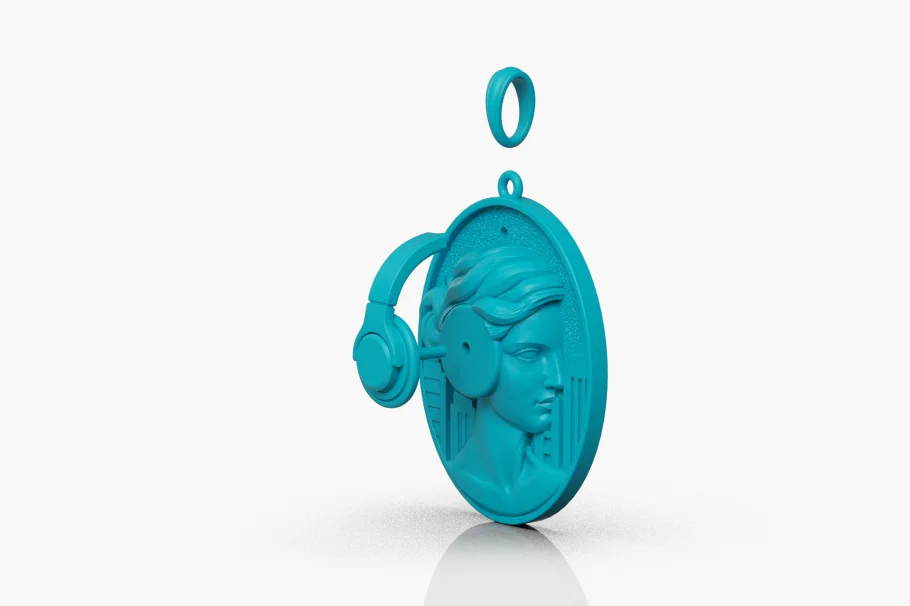 Girl with Headphones Medallion Pendant — view 7