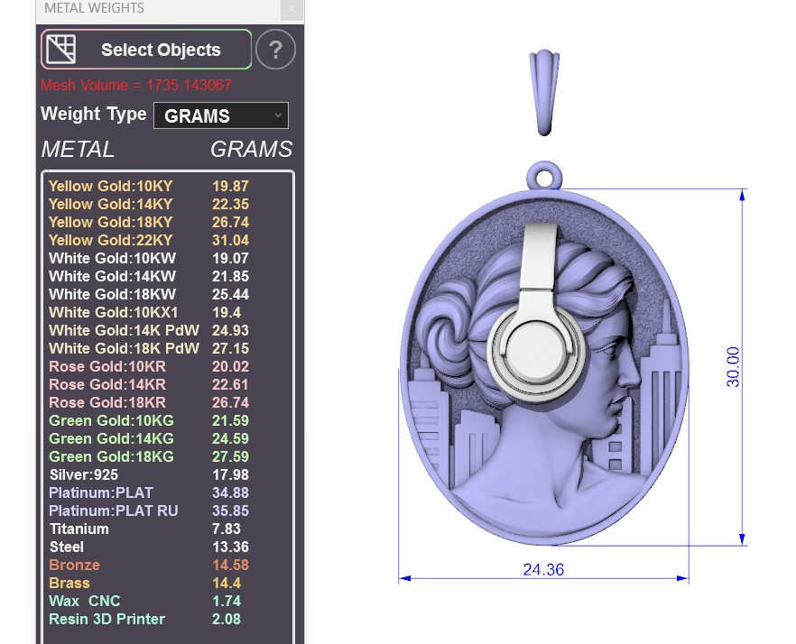 Girl with Headphones Medallion Pendant — view 6