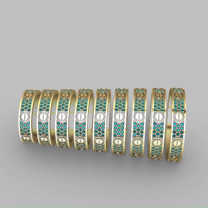 Screw Motif Pave Eternity Band Ring