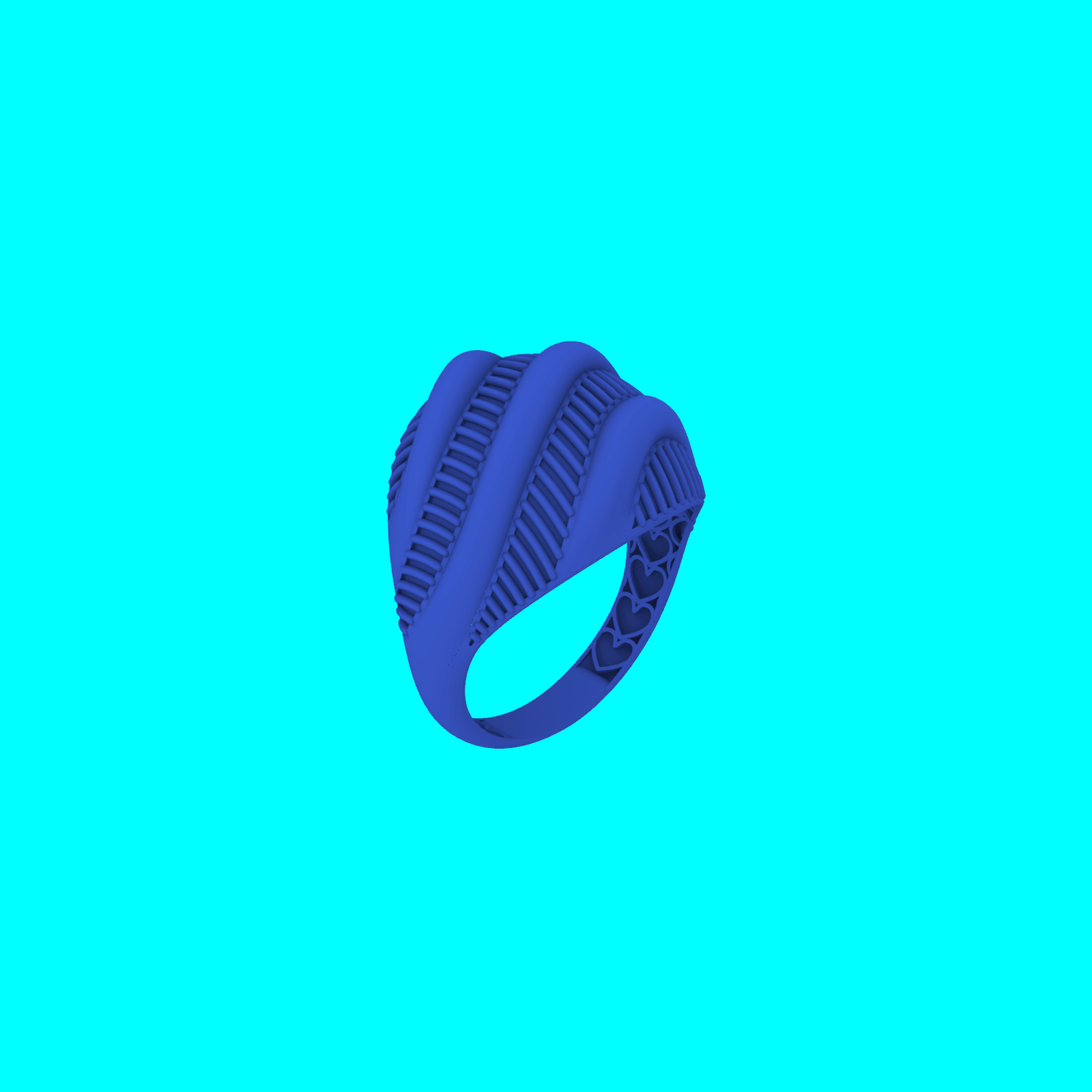 Wide Domed Band with Diagonal Ribs Ring — view 7
