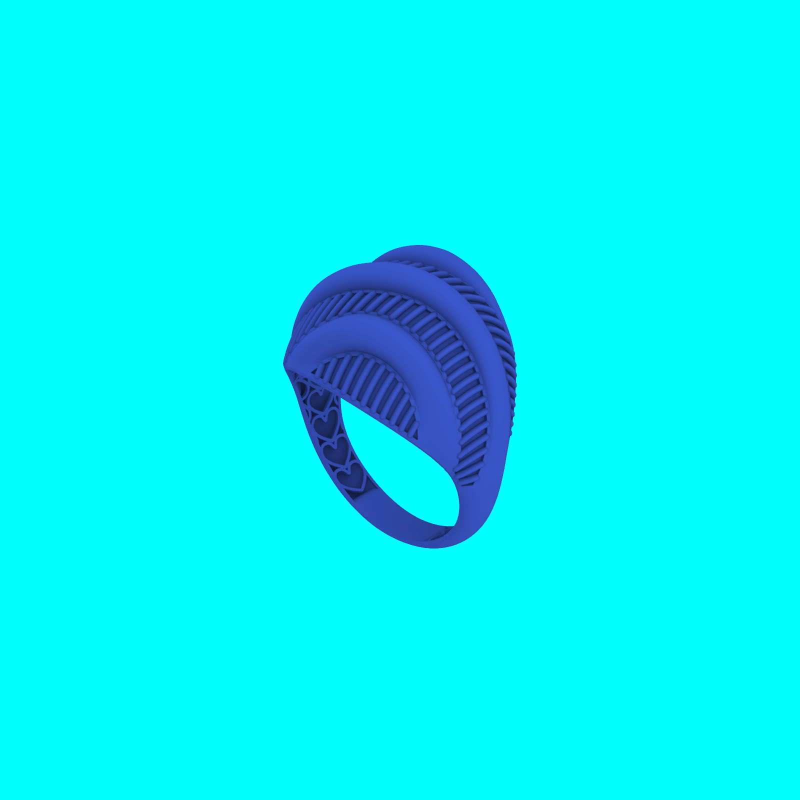 Wide Domed Band with Diagonal Ribs Ring — view 6
