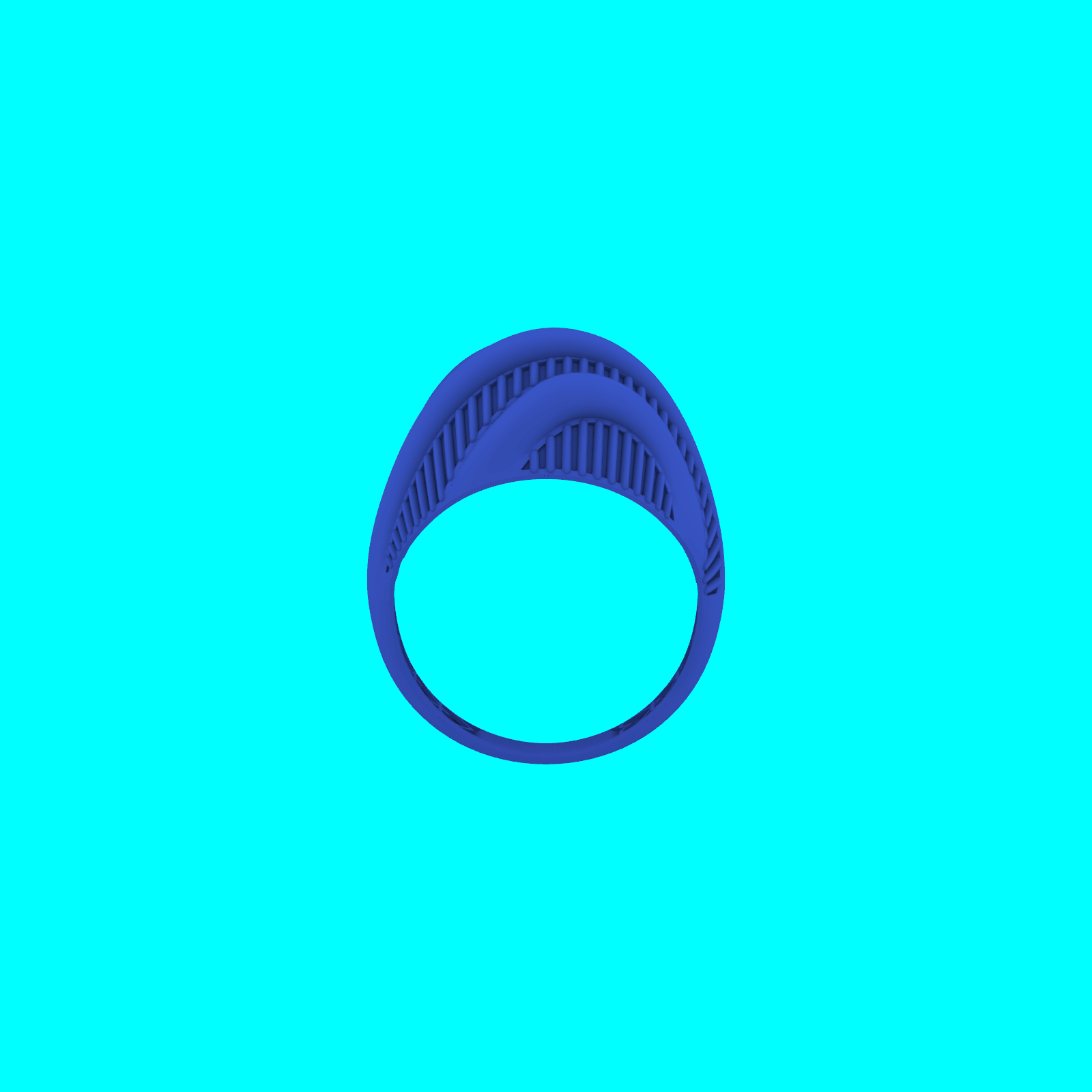 Wide Domed Band with Diagonal Ribs Ring — view 3